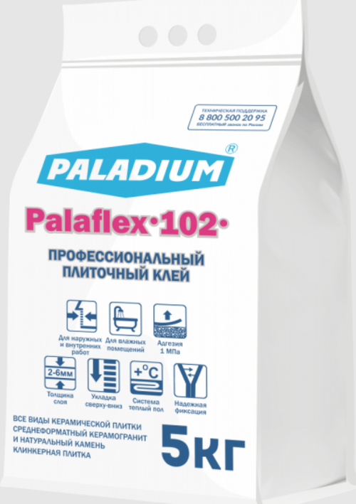 Клей плиточный Палафлекс-102 для керамогранита 1,0 МПа С1 Т Paladium 5 кг