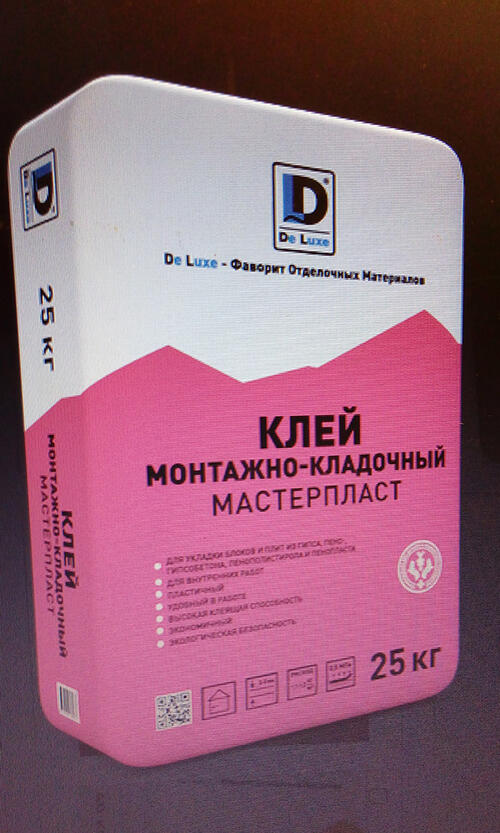 Клей для пазогребневых плит ПГП и гипсокартона ГКЛ и ГВЛ МАСТЕРПЛАСТ De Luxe 25 кг